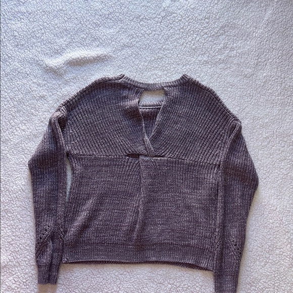 Hippie Rose Purple Crew Neck Sweater with Ribbed Knit - Picture 5 of 6